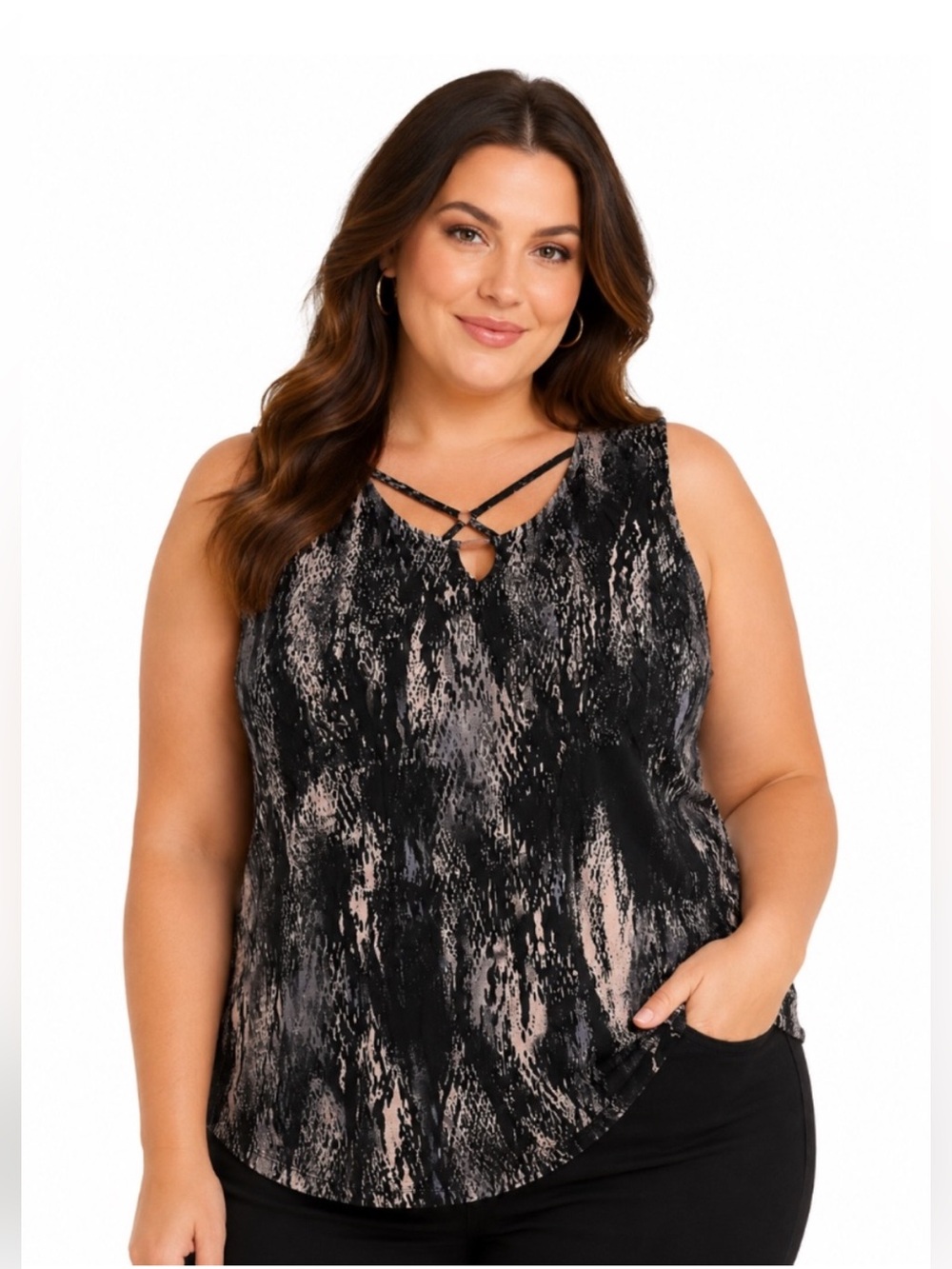 Catherines Top 4X Anywear Brown